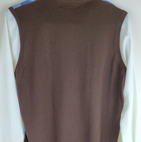 Alfred Dunner Sweater Shirt Argyle Blue Brown Peti - Picture 5 of 5